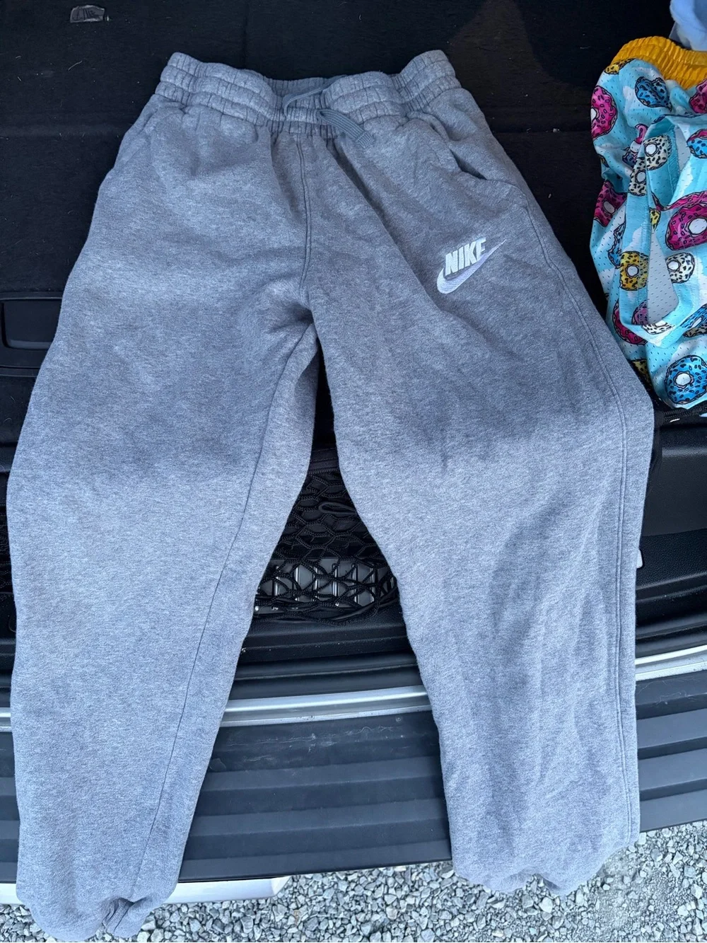 Nike Kids Gray Sweatpants with White Logo